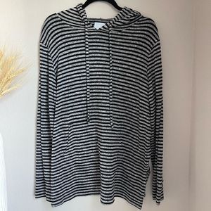 Sunday Women's Black & Gray Striped Hoodie - Size XL